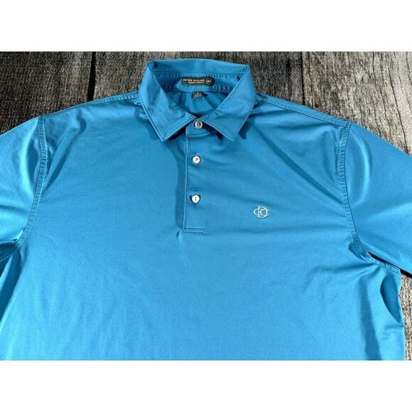 Peter Millar Summer Comfort Polo Light Blue Shirt Large DCC - Picture 2 of 8